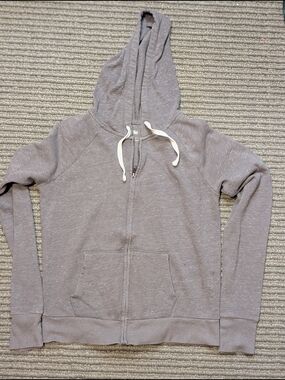 So Gray Solid Fleece Full Zip Hoodie Drawstring Hooded Regular Size S Grey zip u